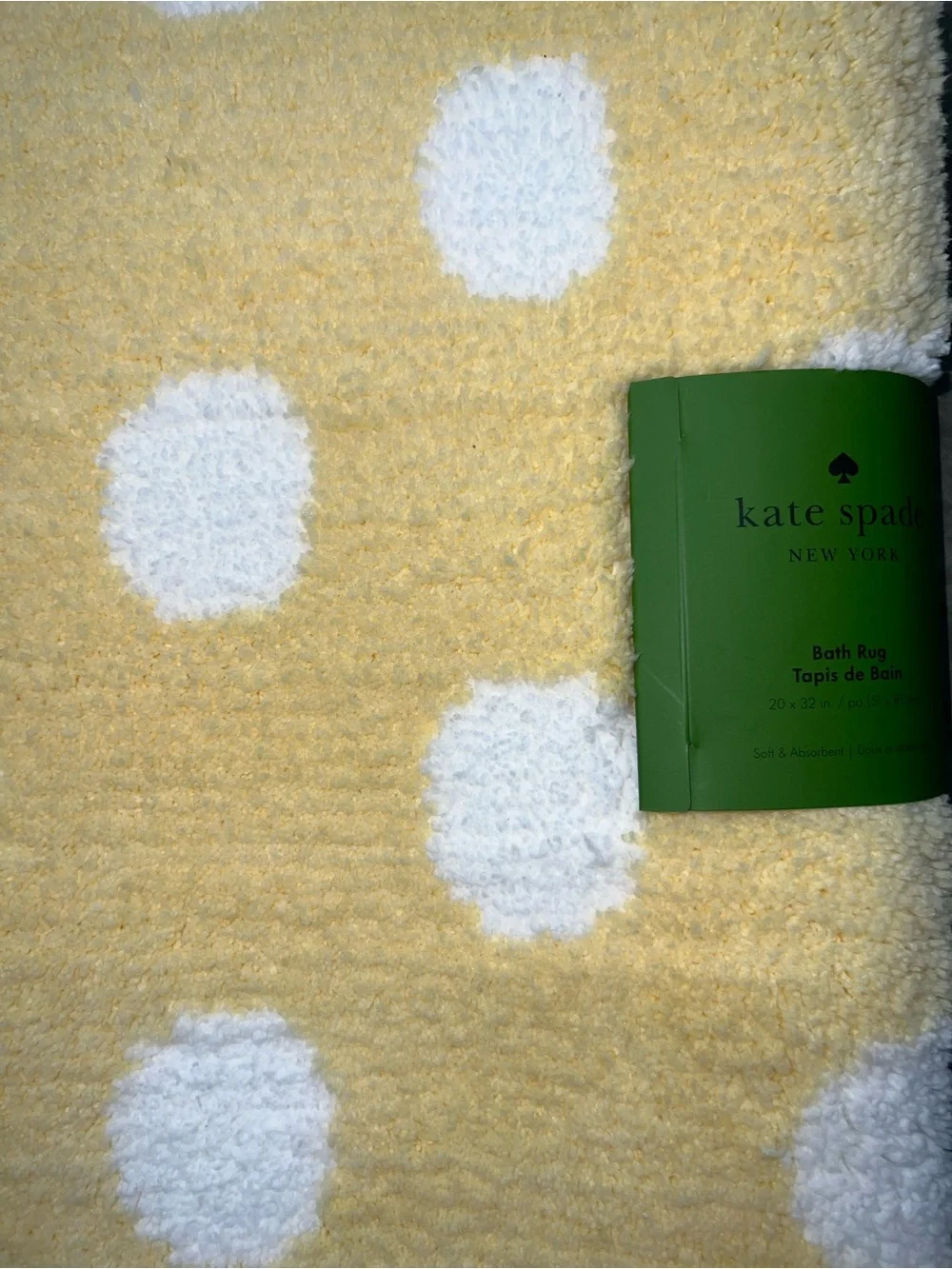 Kate Spade NY Yellow and White Polka Dots Bathroom Rug 20x32in